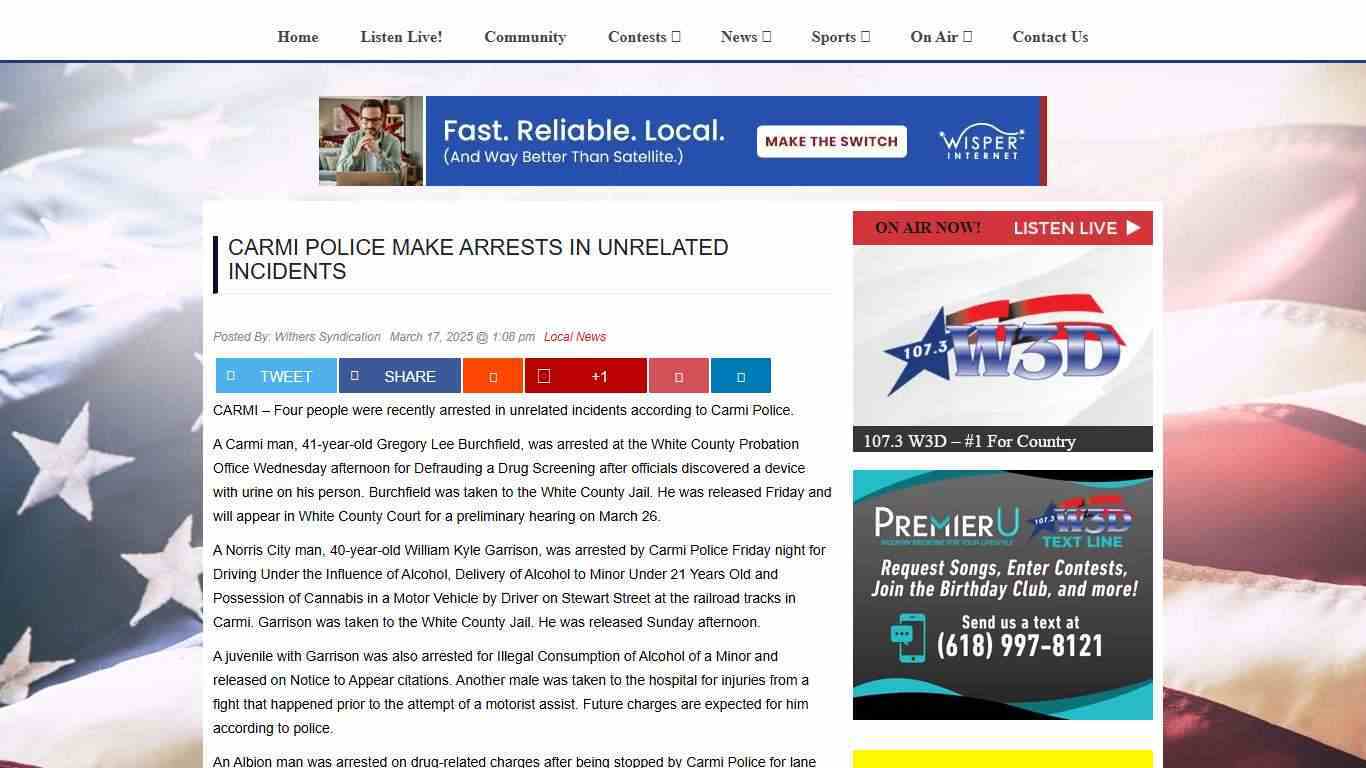 Carmi Police Make Arrests in Unrelated Incidents | WDDD-FM